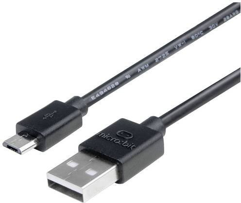 BBC micro:bit Daten- und Stromkabel Schwarz mit USB 2.0 Stecker A auf Micro-USB, Länge: 0,30 m - Bild 1