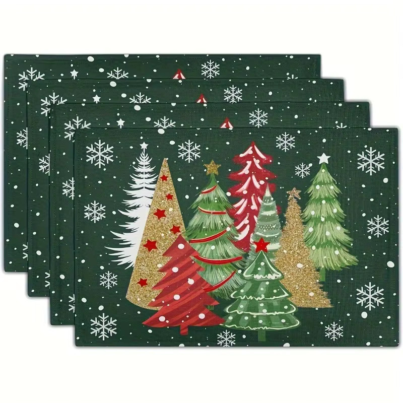 VIKAMA Weihnachts-Tischsets mit Kiefernbaum-Design und Untersetzern, Multicolor - Bild 4