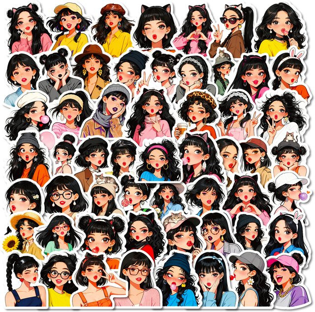 Set mit Pouty Lippen Doodle Aufklebern für DIY Dekoration, Multicolor, 56 bis 112 Stück - Bild 1