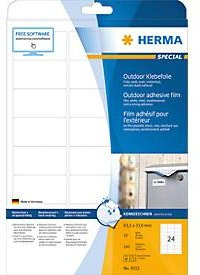 Herma wetterfeste Polyesterfolien-Etiketten Nr. 9532, weiß, 10 Bogen A4, 240 Etiketten, Breite: 6,35 cm, Höhe: 3,39 cm - Bild 1