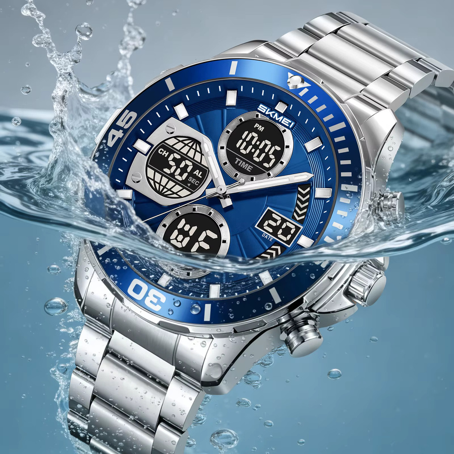 SKMEI Armbanduhr, Digitaluhr, Quarz, Edelstahl, Chronograph, Herren - Bild 3