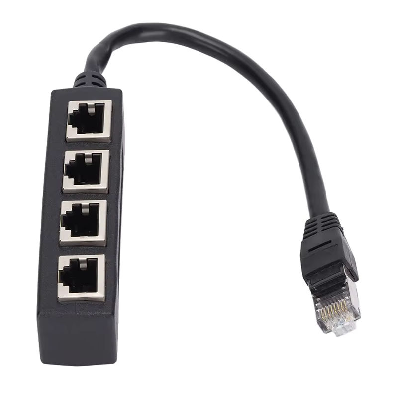 OULLX RJ45 Netzwerk-Splitter Konverter CAT7 CAT6 CAT5 Ethernet LAN Adapter, 1 Eingang zu 4 Ausgänge, Schwarz - Bild 7