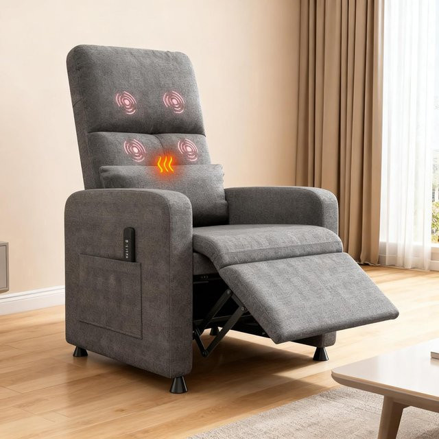HiMISS Elektrischer Relaxsessel in Weiss mit Wärme- und Massagefunktion, verstellbarer Rückenlehne, USB-Anschluss und Seitentaschen - Bild 1