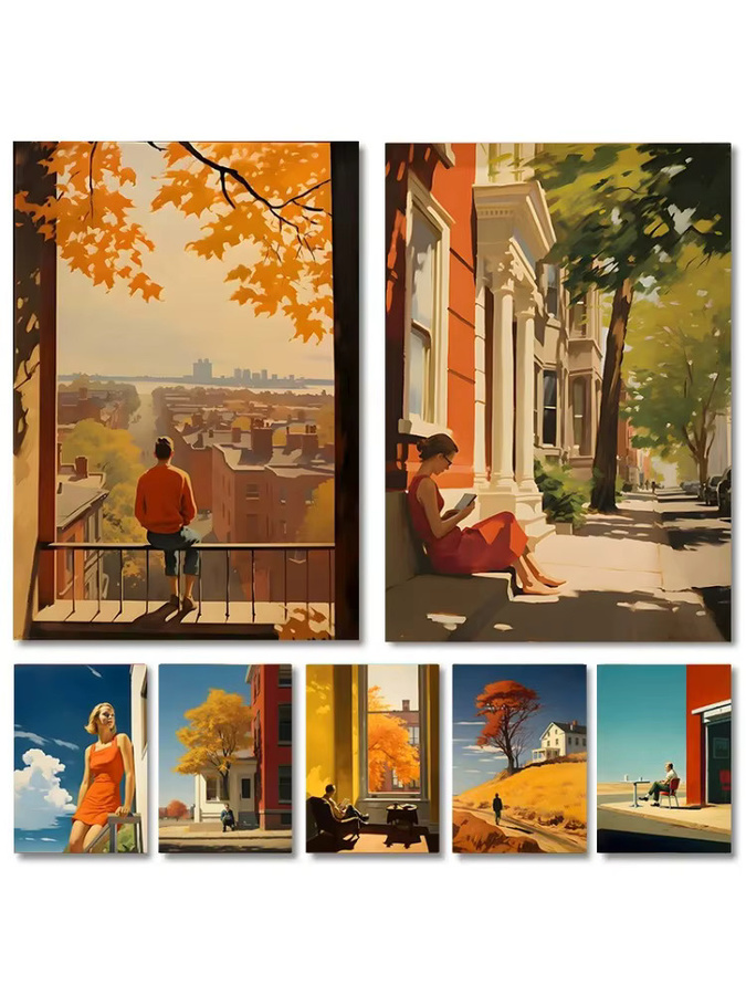 Edward Hopper Stadtlandschaft Leinwandgemälde als Wandkunst für dein Wohnzimmer in Mehrfarbig - Bild 3