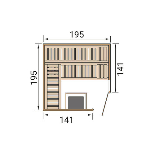 WEKA Massivholzsauna Turku 2 für 6 Personen in Braun mit 9 kW Ofen und integrierter Steuerung sowie Glastür und Fenster - Bild 4