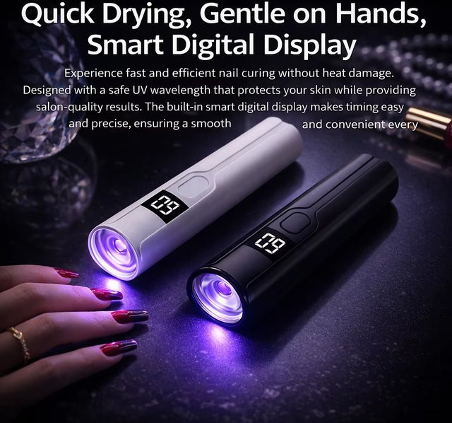 Heinast UV-LED-Nagellampe mit Display, wiederaufladbar, tragbar - Bild 1