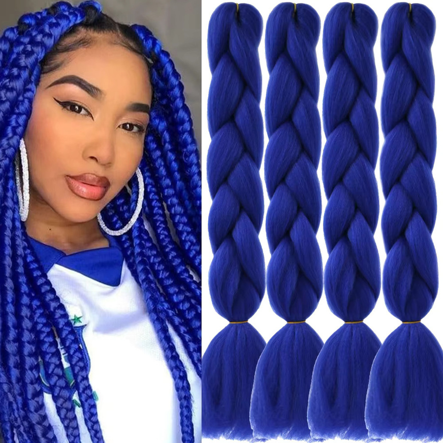 Refeeny Jumbo Flechten Haar Extensions, 4 Teile, 24 Zoll, Synthetische Faser - Bild 1