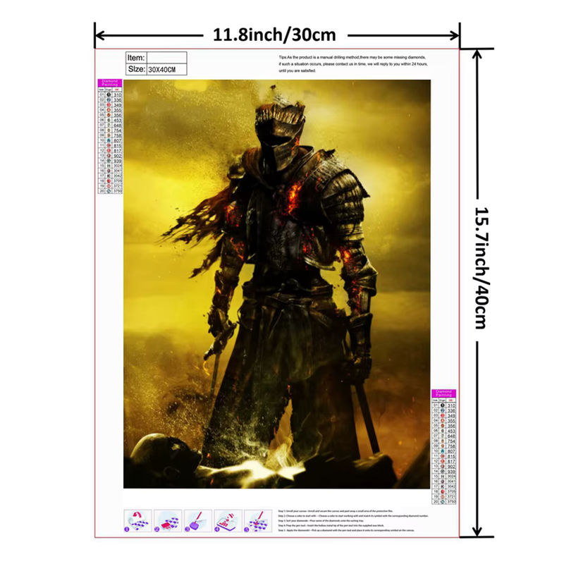 Diamond Painting Set YUTTEE Darkness Knight Warrior Abyss Walker Motiv in Multicolor, B/H: 30,0 x 30,0 cm - Bild 3