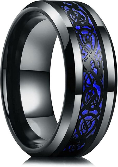 YIRAN Ring Edelstahl, Schwarz, 8mm, Unisex - Bild 1