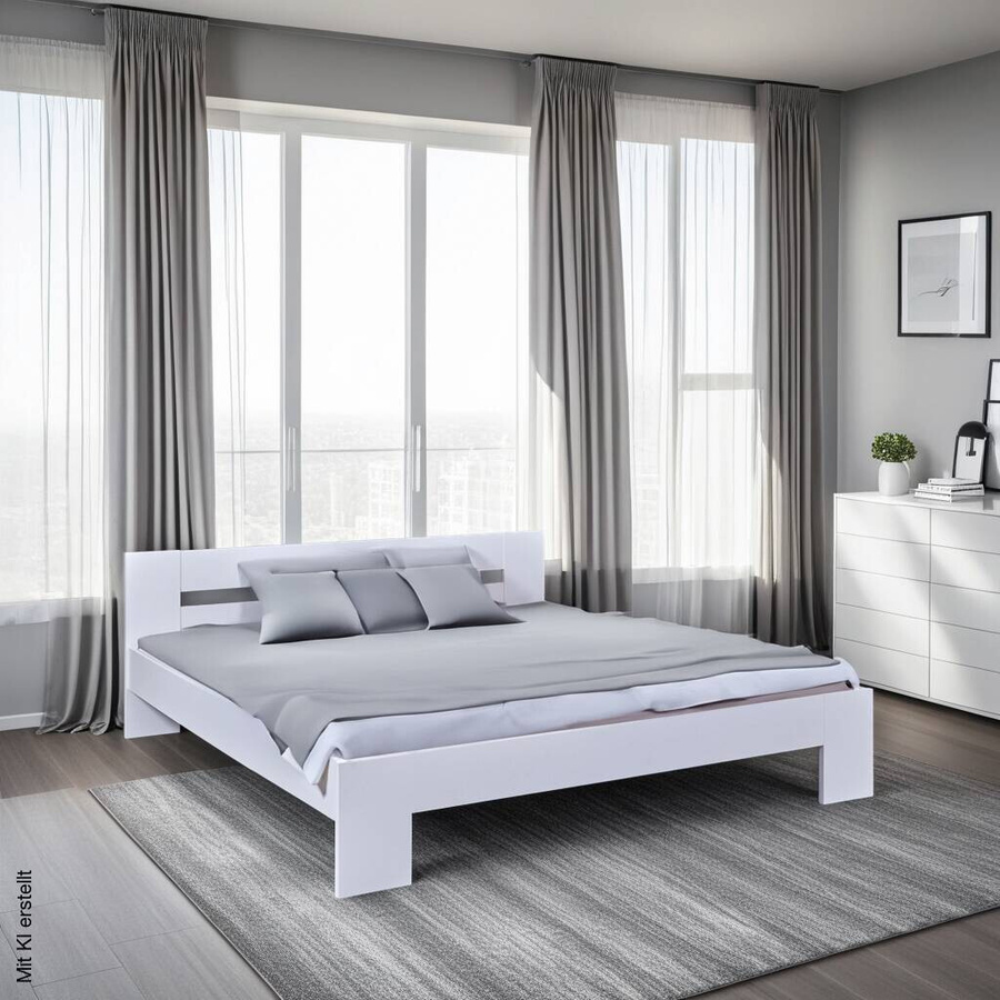 Bett Annik von Inter Link in Weiß, Modernes Doppelbett aus MDF, Breite: 180 cm, Tiefe: 200 cm - Bild 2