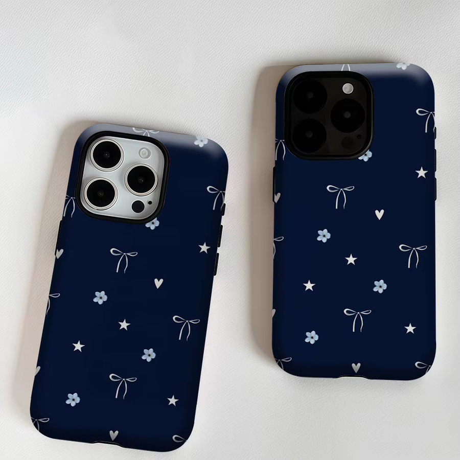 Potdemiel Magnetische Handyhülle mit Schleife und Herz in Marineblau für iPhone 18/17/16/15/14/13 Pro Max Plus Robuste Schutzhülle - Bild 6