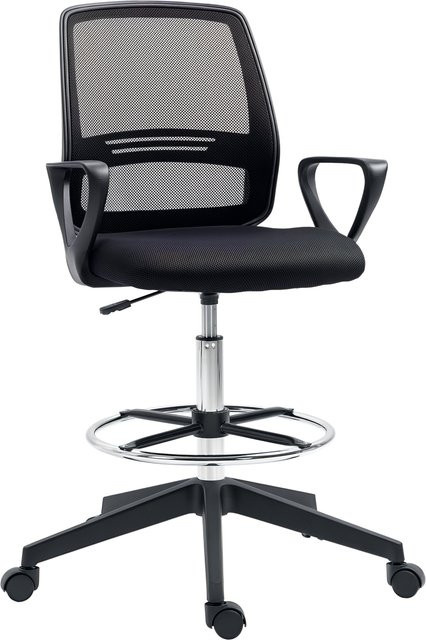 Vinsetto Bürostuhl in Schwarz mit atmendem Mesh-Material, höhenverstellbar und drehbar, B/T/H: 59,5 x 60 x 102,5 cm - Bild 1