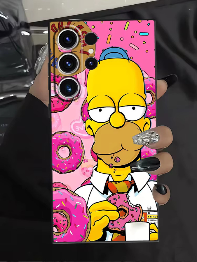 Handyhülle mit Simpsons Donut Design für Samsung Galaxy S26 S25 S24 S23 S21 FE S20 S10 S9 Note 20 Ultra und weitere Modelle, Multicolor - Bild 4
