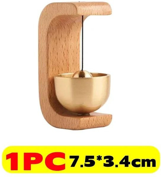 Drahtlose Türklingel aus Holz und Messing in Weiß oder Braun mit magnetischem Windspiel als dekorativer Anhänger für deinen Eingangsbereich - Bild 1