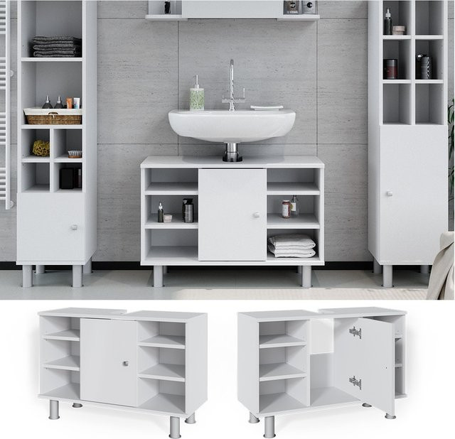 Vicco Waschtischunterschrank Fynn Badschrank in Weiß, B: 80 cm, T: 54 cm, H: 71,9 cm - Bild 1