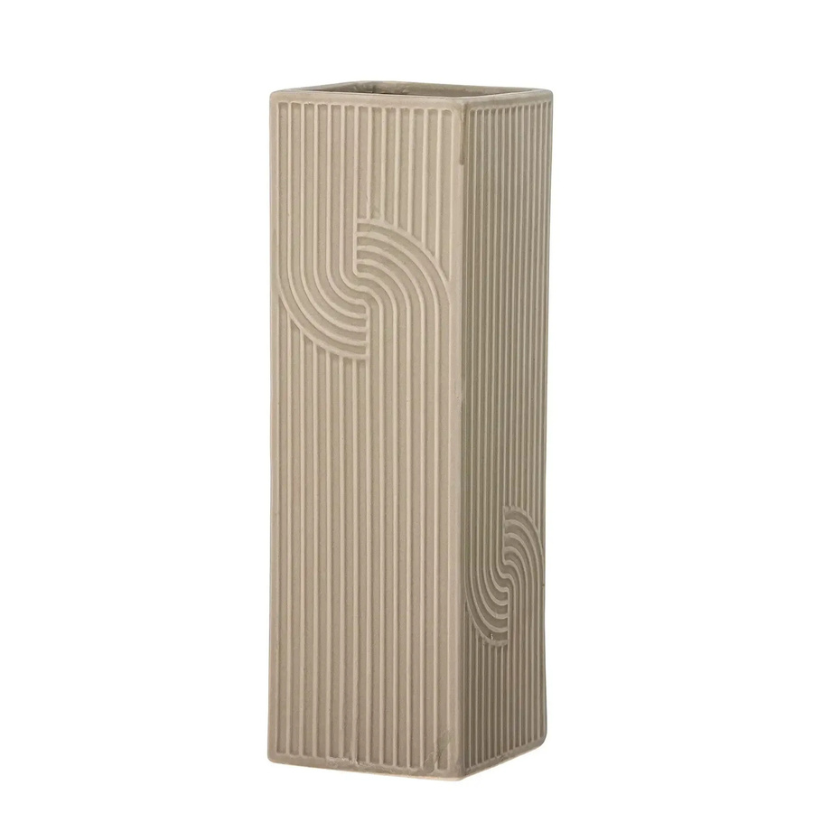 Bloomingville Vase Heeira aus Keramik in Braun mit grafischem Reliefmuster, Höhe: 26 cm - Bild 1