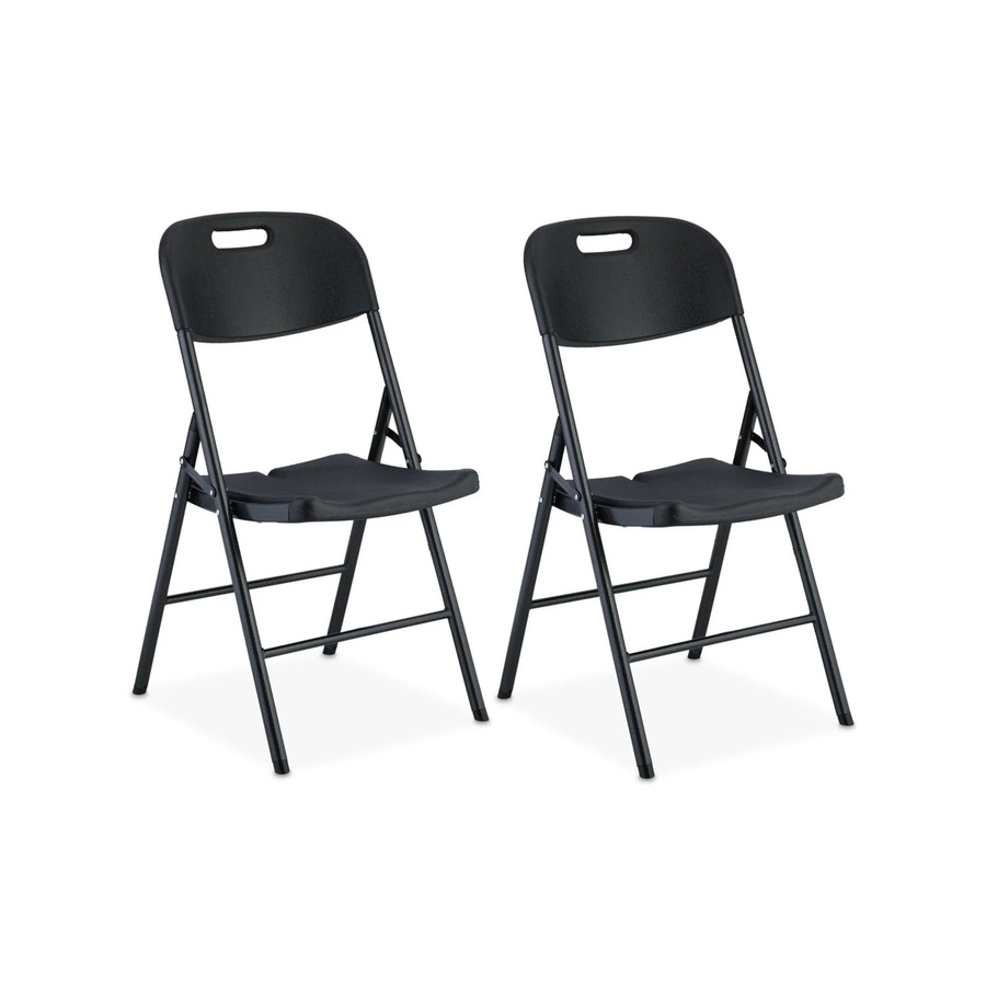 Relaxdays Klappstühle 2er Set aus Kunststoff und Stahl in Schwarz, wetterfest, H x B x T: 87 x 45 x 52,5 cm - Bild 2
