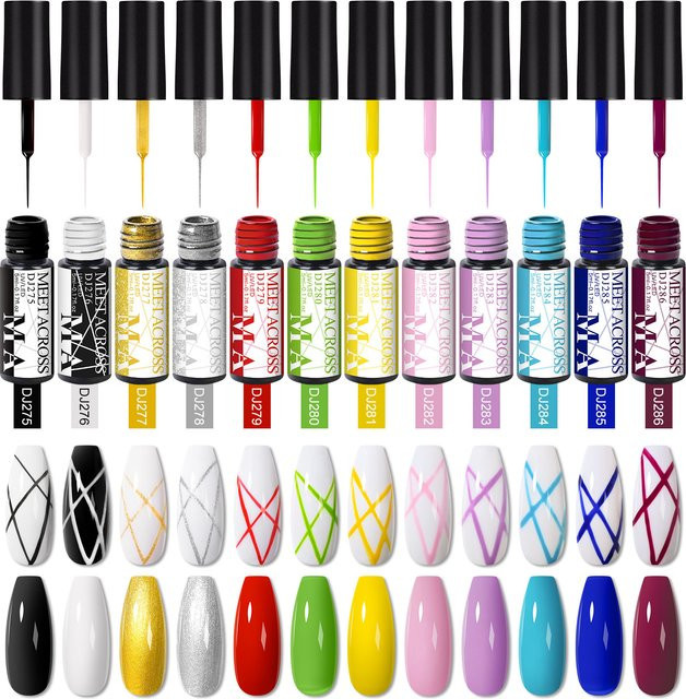 MEET ACROSS Gel Nagellack Set, 12 Stück, Glänzend - Bild 1