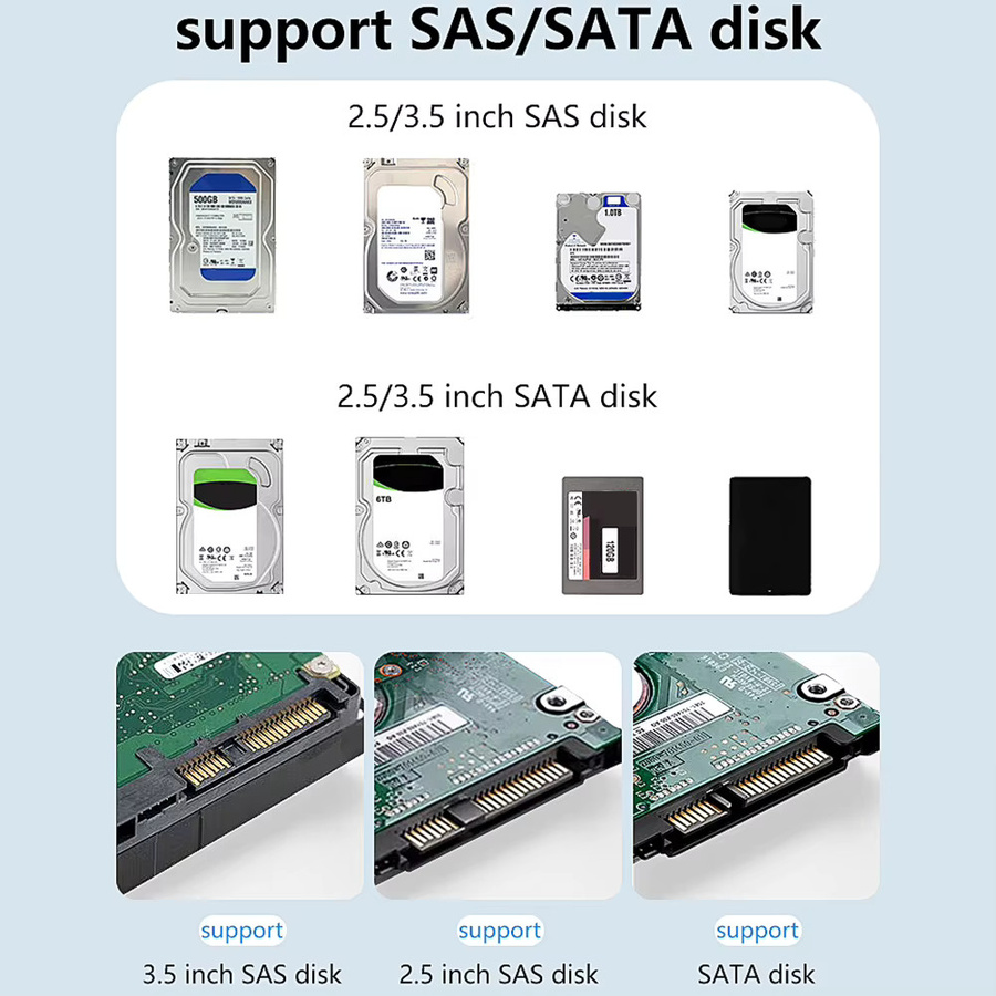 ALLOYSEED Festplatten-Dockingstation USB 3.0 zu SATA und SAS Adapter für 2,5 und 3,5 Zoll HDD SSD in Grau - Bild 5