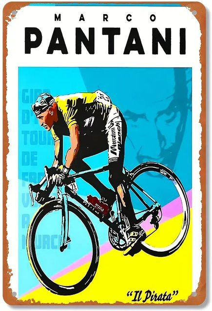 Vintage Marco Pantani Metall-Fahrradschild CIFBUY als Retro-Wanddekoration, Mehrfarbig, Breite: 20,32 cm, Höhe: 30,48 cm - Bild 1