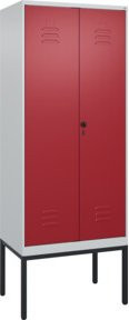 C+P Spind Classic PLUS Garderobenschrank mit 2 Abteilen, Farbe Rubinrot und Grau, B/T/H: 80 x 50 x 212 cm - Bild 1