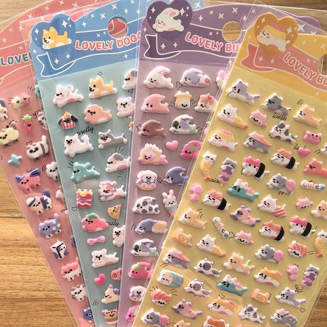 4er-Pack 3D-Aufkleber mit Tierfamilienmotiv in Multicolor von AnimeWorlds Store - Bild 1