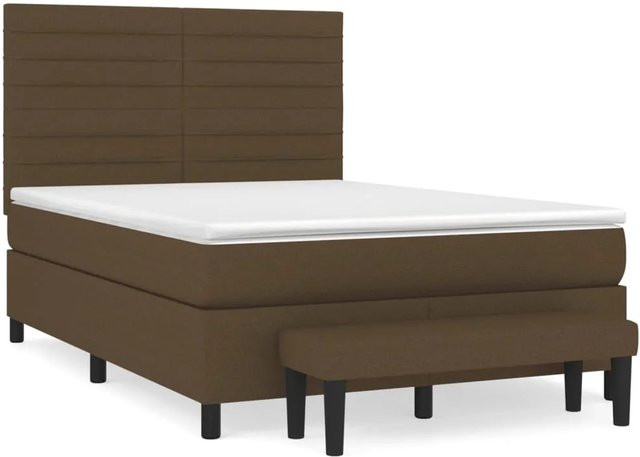vidaXL Boxspringbett mit Matratze Hybrid-Design in Braun, B/T/H: 140 x 200 x 30 cm - Bild 1
