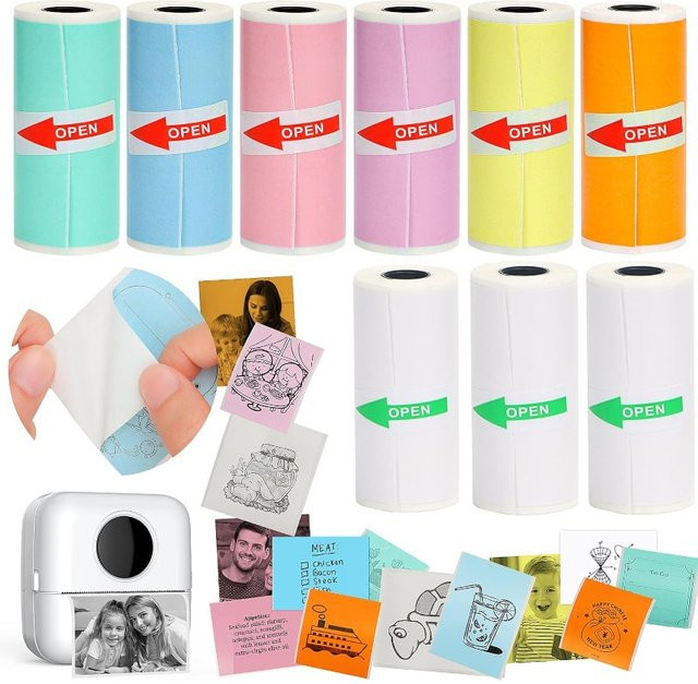 Selbstklebendes Thermopapier für Mini-Bluetooth-Drucker in Weiß, B: 57 mm, H: 30 mm - Bild 1