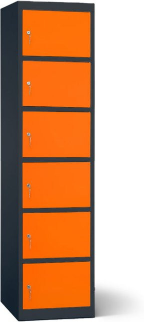 rotstahl Akku-Ladeschrank mit 6 Fächern in Anthrazitgrau und Orange, B: 45 cm, H: 180 cm - Bild 1