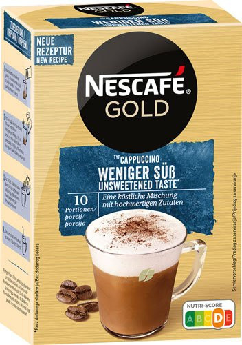 Nescafé Gold Cappuccino Weniger süss, Instantkaffee, 10 x 12,5 g - Bild 1
