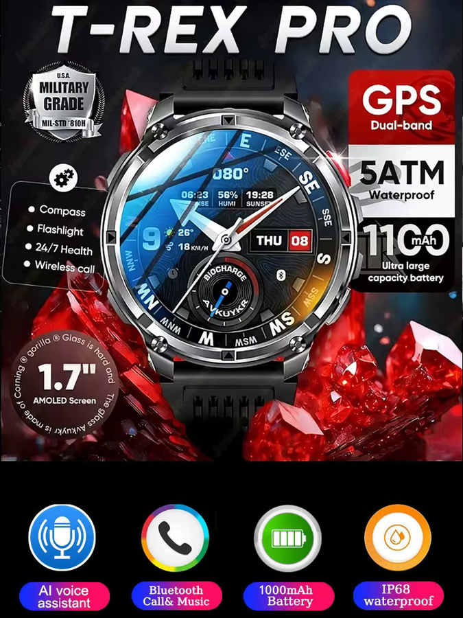 ChiBear Smartwatch, GPS, 5 ATM, Schwarz, Unisex - Bild 6