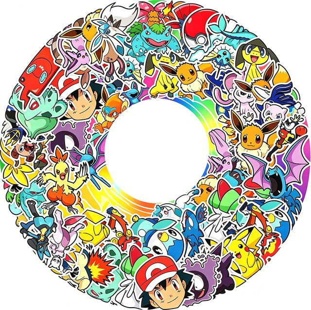 TAKARA TOMY Pokémon Anime Aufkleber, Pikachu Cartoon Graffiti Sticker, Bunt / Mehrfarbig - Bild 1