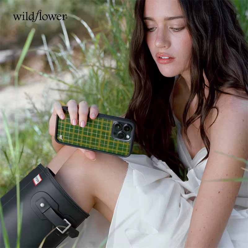 Wildflower ins Olivia Neill Handyhülle für iPhone 11 bis 17 Pro Max Plus, Grün Kariert, Stoßfeste Schutzhülle - Bild 3