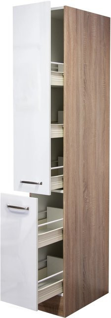 Flex-Well Apothekerschrank Valero Küchen-Hochschrank in Weiß Hochglanz B/H/T: 30 x 200 x 57 cm - Bild 1
