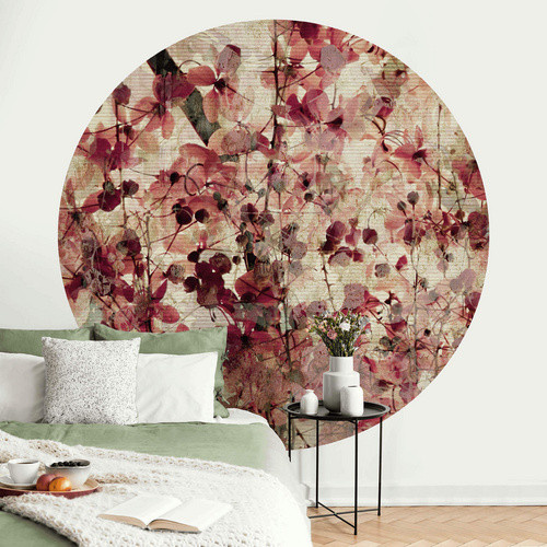 K&L Wall Art Vliestapete Runde Vliestapete Vintage Blüte Floral, mehrfarbig, matt, B: 153 cm, H: 140 cm - Bild 2