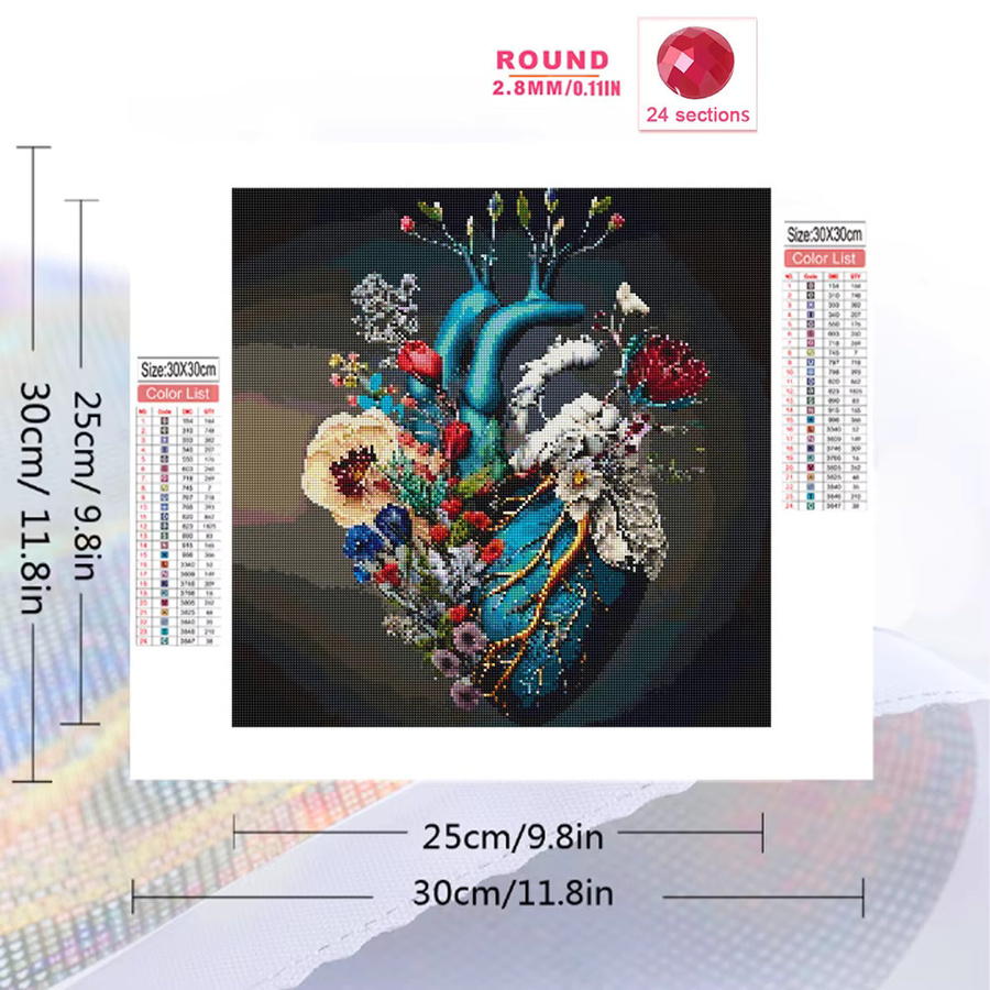 EverShine 5D DIY Diamantmalerei Herz-Orgel mit floralem Motiv, Mosaik-Stickerei für Kinder in Multicolour, runde Diamanten - Bild 2