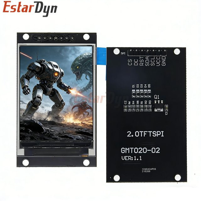 Estardyn 2,0 Zoll TFT LCD Display Modul ST7789V, 240x320 SPI Vollfarbiger Bildschirm in Schwarz für DIY - Bild 1
