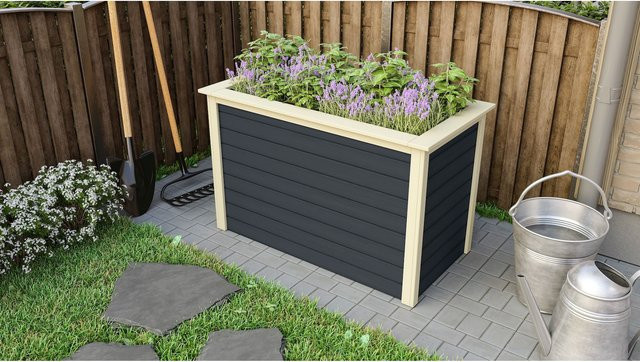Karibu Hochbeet anthrazit B/T/H: 133,0 x 69,0 x 82,0 cm - Bild 1