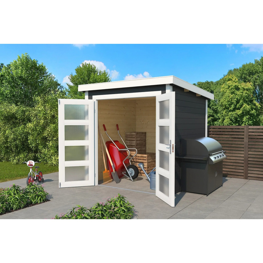 Lasita Holz-Gartenhaus Zambezi 2 aus Fichtenholz mit Flachdach in Carbongrau, B/H/T: 220 x 210,9 x 274,7 cm - Bild 2