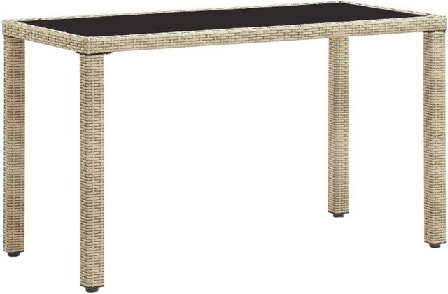 Furnicato Gartentisch aus PE-Rattan mit Hartglas in Beige, B/T/H: 123 x 60 x 74 cm - Bild 1