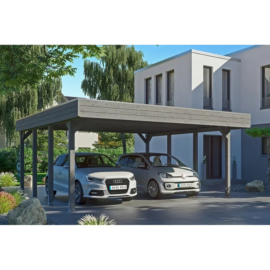 Skan Holz Carport Friesland in Schiefergrau mit Aluminiumdach, B/T: 557 x 555 cm, Höhe: 254 cm - Bild 2