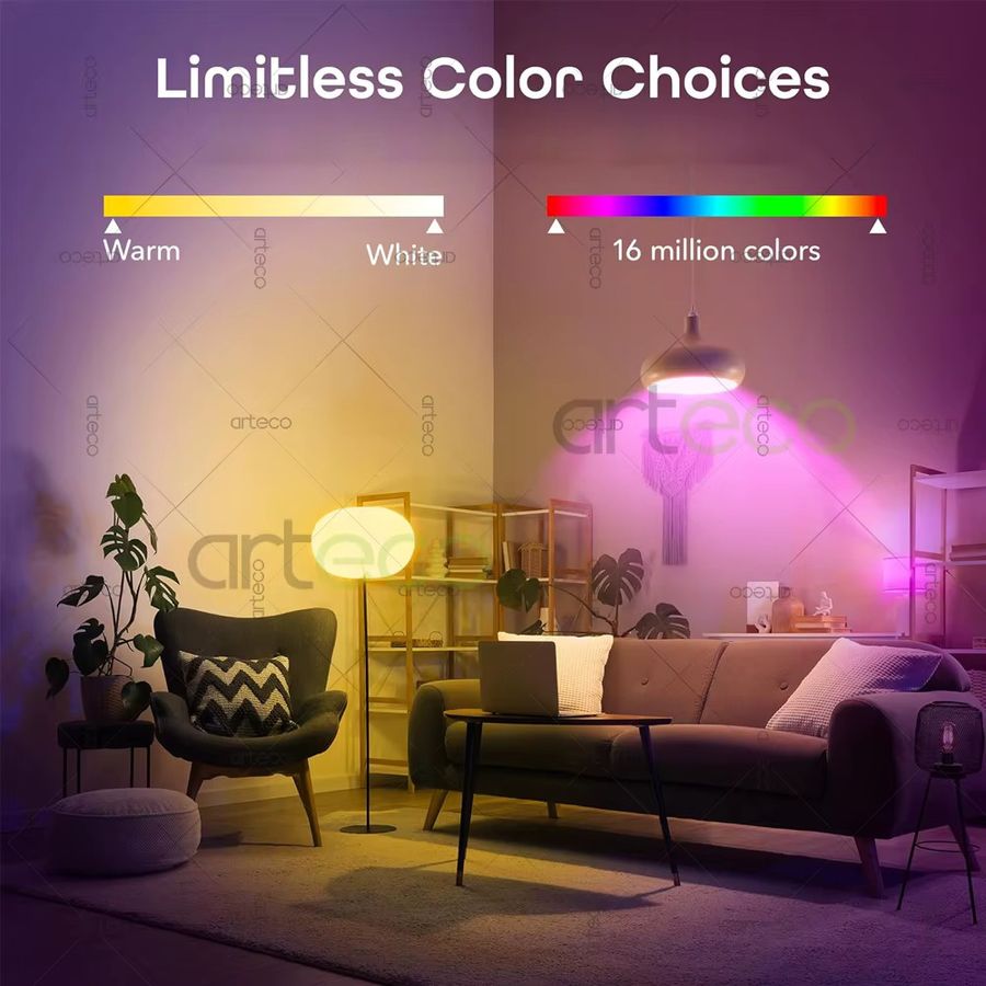 Arteco Zigbee E27 LED-Lampe RGB, dimmbar, 15 W bis 18 W, 2700–6500 K, kompatibel mit Alexa, Yandex und Smartthings - Bild 2