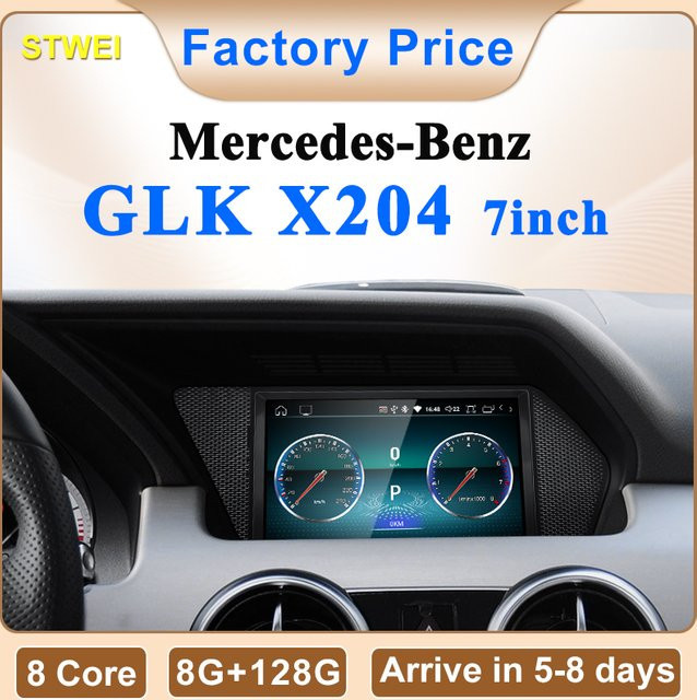STWEI Android 14 Auto Multimedia-Player für Mercedes Benz GLK X204 mit 7 Zoll Display, GPS, CarPlay und Bluetooth in Schwarz - Bild 1