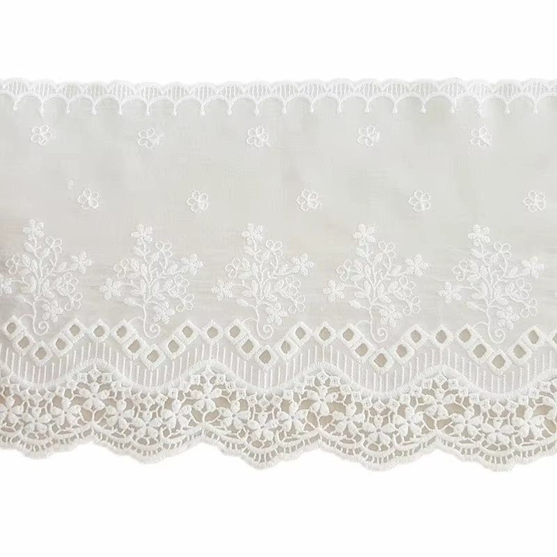 BOTAOQI Spitzen-Baumwollstoff mit besticktem 18 cm Spitzenrand in Beige oder Weiß für DIY-Kleidersäume und Nähzubehör - Bild 2