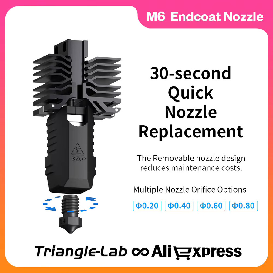 Trianglelab & Phaetus Conch Hotend für QIDI Plus4 in Schwarz mit abnehmbarer EndCoat-Düse für stabile Extrusion - Bild 3