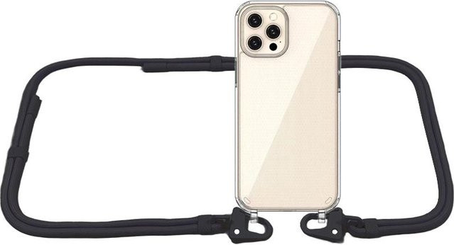 XOUXOU Luxus iPhone Handyhülle mit Lanyard Kordel und Umhängekette in Schwarz - Bild 1
