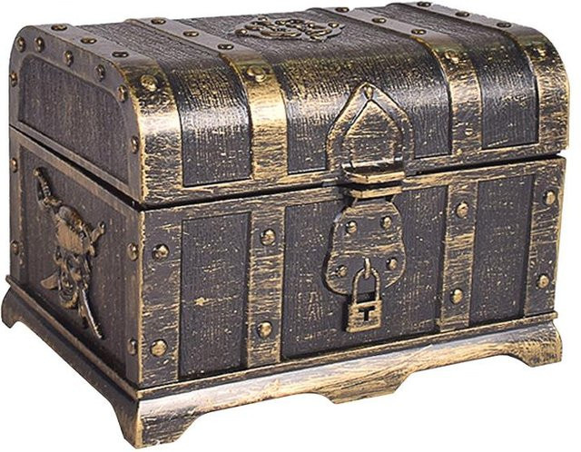 CosyHome Piraten Schatztruhe als Schmuckaufbewahrungsbox und Organizer, Grau/Mehrfarbig, B/T/H: 14,0 x 10,0 x 11,0 cm - Bild 1