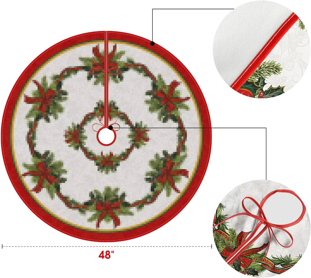 VIKAMA Weihnachtsbaumrock mit Stechpalmenblatt und Schleifendekoration in Multicolour - Bild 4