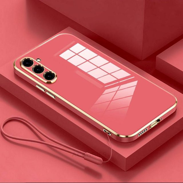 Luxus Silikonhülle mit Lanyard für Samsung Galaxy A16 A06 A15 A25 A35 A55 A05s A14 A24 A34 A54 5G M15 M54 M55 5G in Gold und Pink - Bild 1