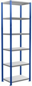 Schulte Grundregal Steckregal MULTIplus250 mit 6 Fachböden und Kreuzstrebe, Farbe: Enzianblau/Verzinkt, B/T/H: 250 x 75 x 50 cm - Bild 1